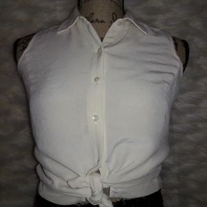Vintage white/creme cropped button up blouse tank